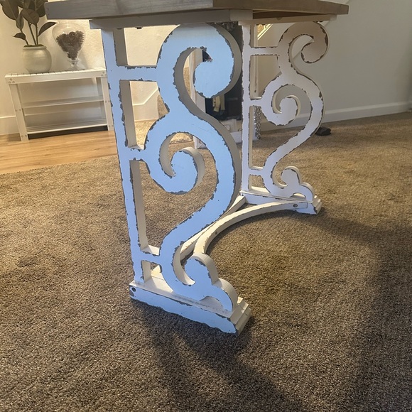 Rustic Brown and White Console Table - Picture 3 of 5